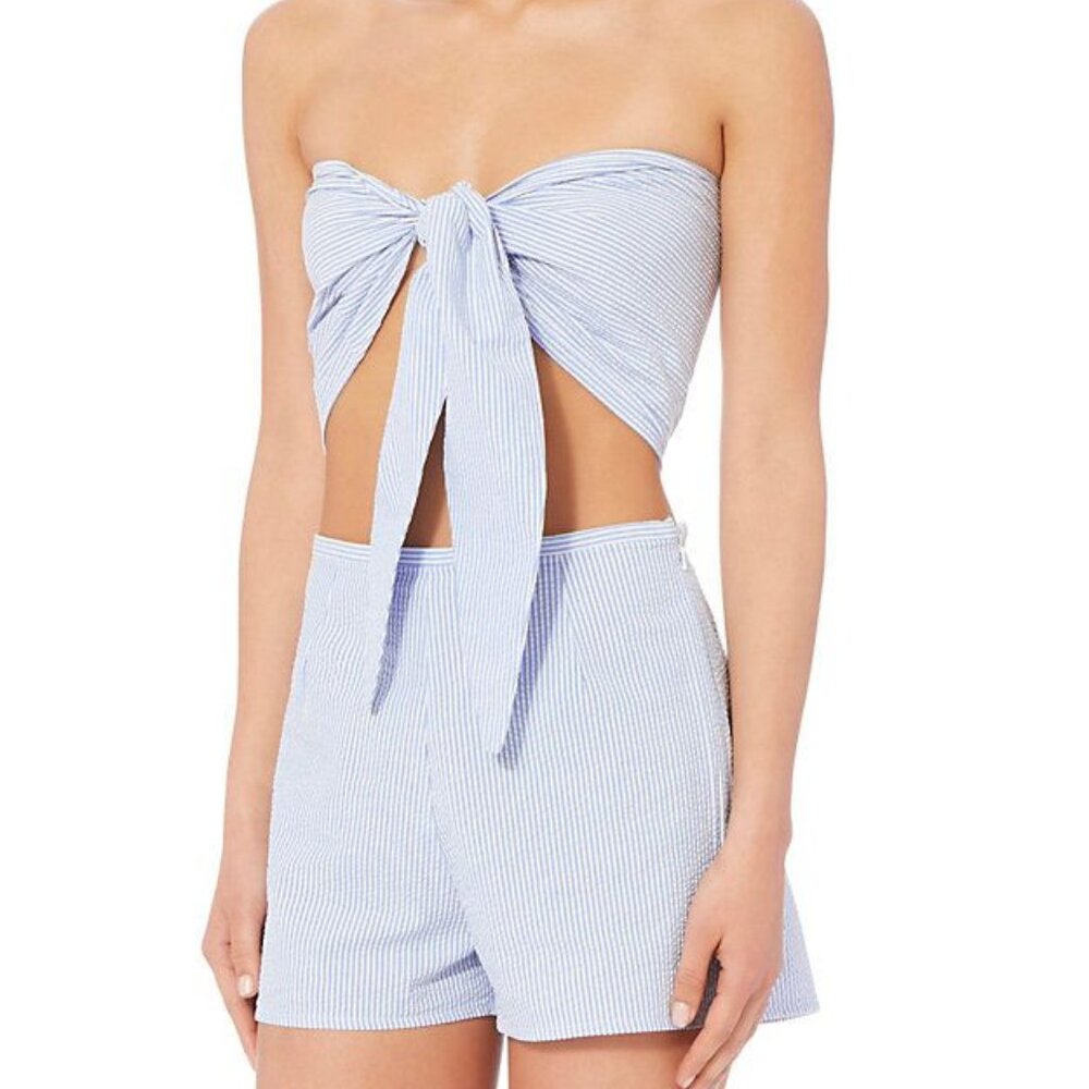 STAUD SOLID & STRIPED BAIA SEERSUCKER TOP